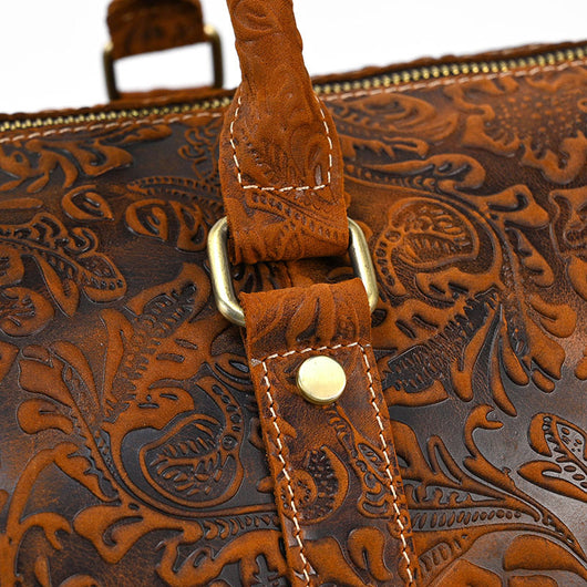 Bolsa de Viaje en Cuero Premium con Estampado Vintage - Image 12