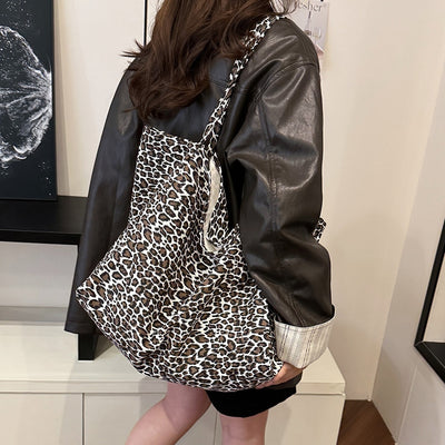 Bolso Retro de Hombro Estampado Leopardo con Textura Casual - Image 30