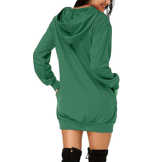 Suéter Vestido Holgado de Color Sólido con Mangas Largas - Image 7