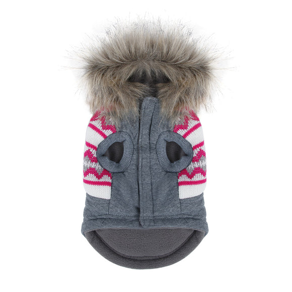 Abrigo Impermeable para Perros con Cuello de Pelaje Sintético