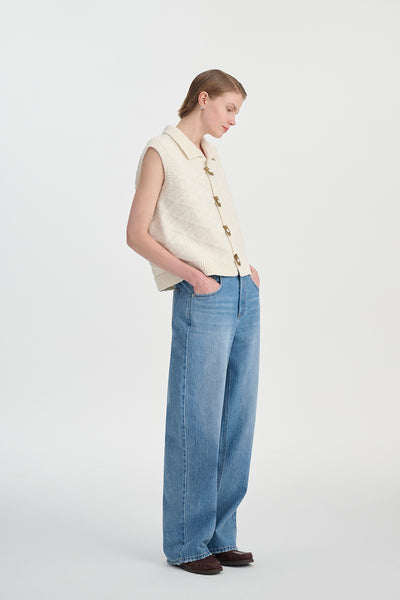 Chaleco Cardigan Tejido de Algodón con Textura Diamante - Image 6