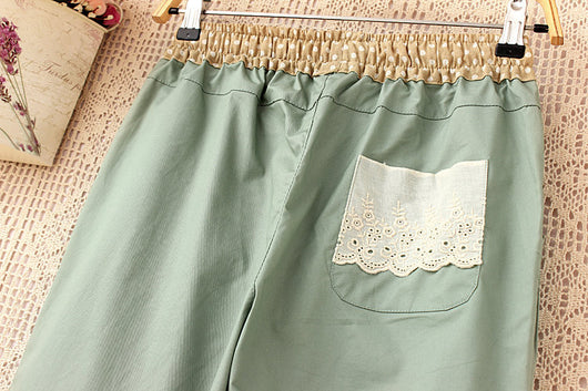 Pantalones de Algodón y Lino con Bordado Japonés para Mujer - Image 9