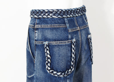 Pantalones de Mezclilla Acampanados Tejidos a Mano para Mujer - Image 8