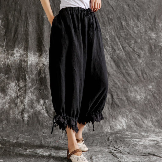 Pantalones Casuales de Algodón y Lino Sueltos Tipo Linterna para Verano - Image 5