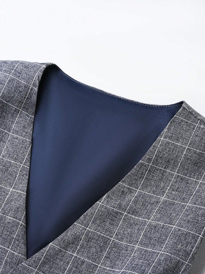 Chaleco y Pantalón de Vestir a Cuadros para Hombre - Conjunto Ejecutivo de 2 Piezas - Image 17