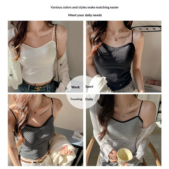 Camiseta Tirantes Rayada con Sostén Acolchado - Lencería Sexy y Cómoda