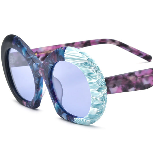 Gafas de Sol Estilo Cat-eye con Lentes Ahumados y Bloques de Color - Image 6