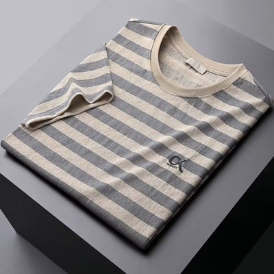 Camisa Slim Fit de Seda de Hielo con Rayas - Manga Corta Hombre - Image 3