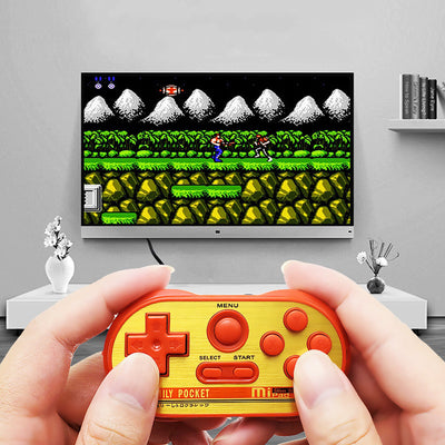 Blue and yellow mini TV handheld video game console with D-pad, joystick, and action buttons. - Image 11