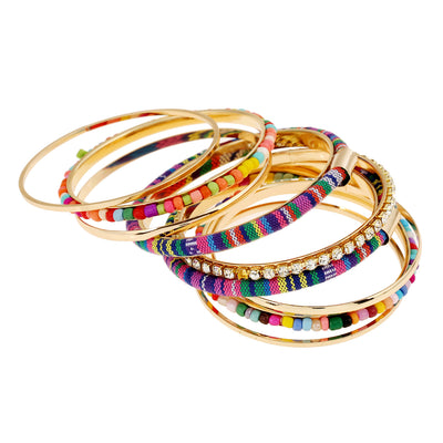 Pulsera de tela con cuentas de arroz multicolor - Image 3