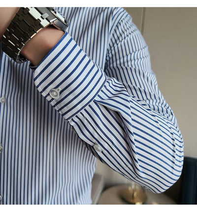 Camisa de Vestir Hombre Talla Grande a Rayas sin Planchado - Image 14