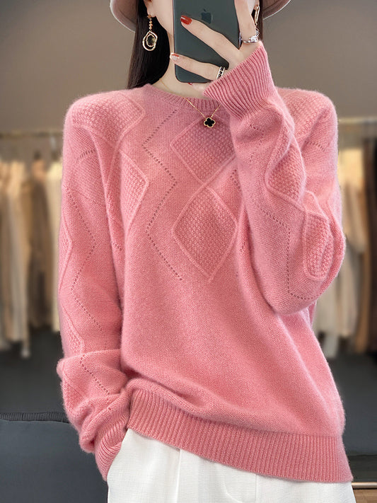Suéter Tejido Cuello Redondo con Detalles Calados para Mujer - Image 2