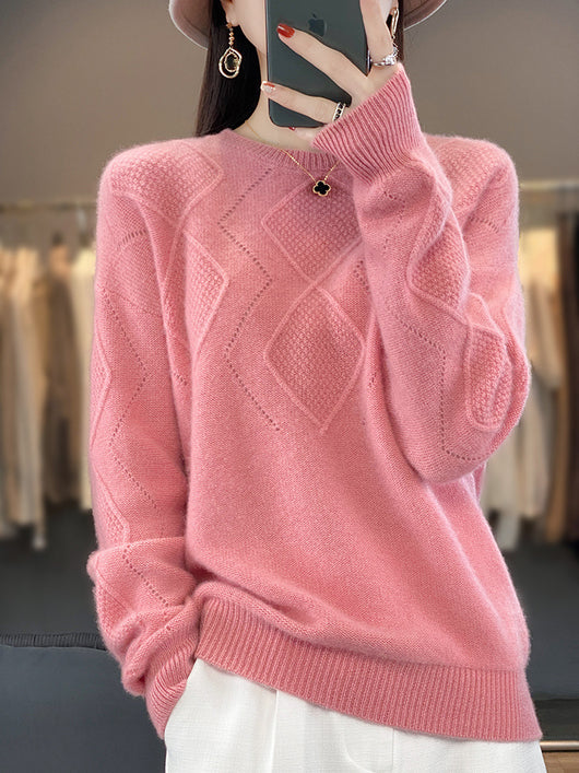 Suéter Tejido Cuello Redondo con Detalles Calados para Mujer - Image 2