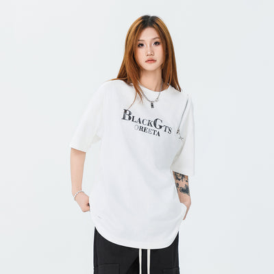 Camiseta Casual para Hombre con Cuello Redondo y Cierre, Estampado de Letras
