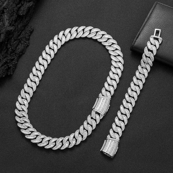 Cadena Cubana Miami 15mm-20mm Chapada en Oro Real con Cierre Tipo Buckle