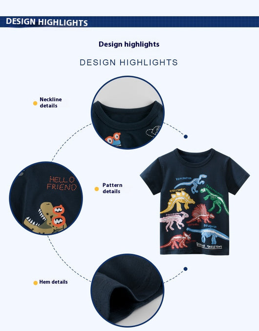 Camiseta Manga Corta Dinosaurio Cartoon para Bebé - Image 11