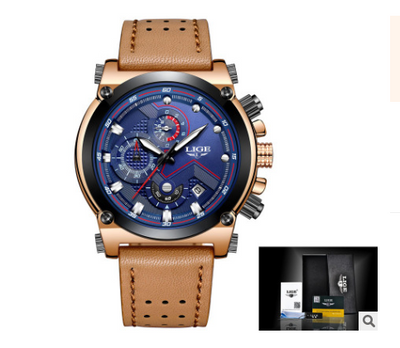 Reloj de Cuero Marrón Automático Resistente al Agua - Image 6
