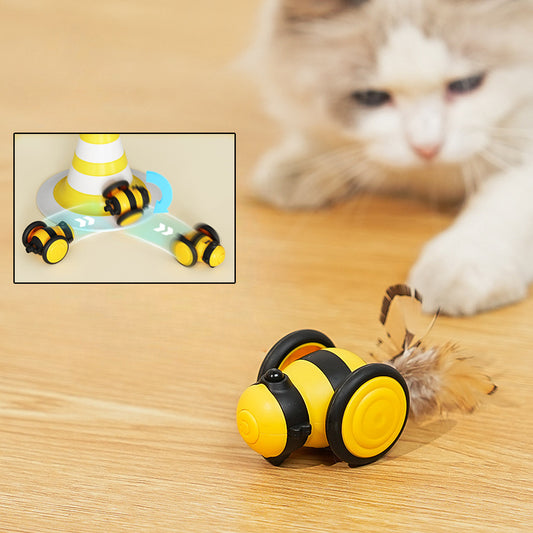 Juguete Interactivo Eléctrico para Gatos - Abejita Móvil con Plumas y Movimiento Aleatorio