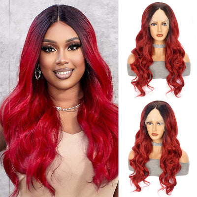 Peluca Larga Ondas Grandes Rojo Intenso - Fibra Sintética Premium - Image 7