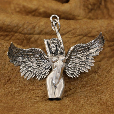 Dije Ángel de Plata Esterlina con Halo Celestial
