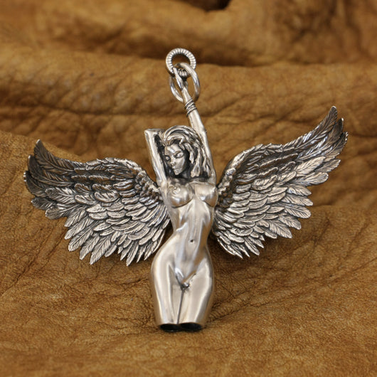 Dije Ángel de Plata Esterlina con Halo Celestial