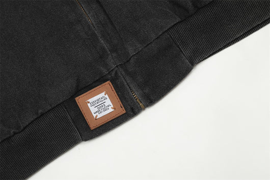 Chaqueta de Lona Retro con Cuello Solapa y Bordado de Alfabeto Americano - Image 17
