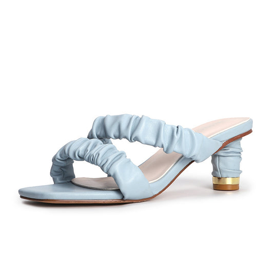 Sandalias Tacón Alto con Pliegues y Cordones - Comodidad Elegante - Image 14