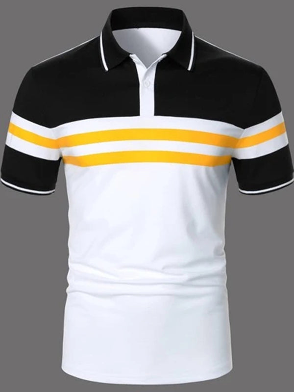 Polo Manga Corta a Rayas para Hombre - Diseño Clásico con Botones - Image 7