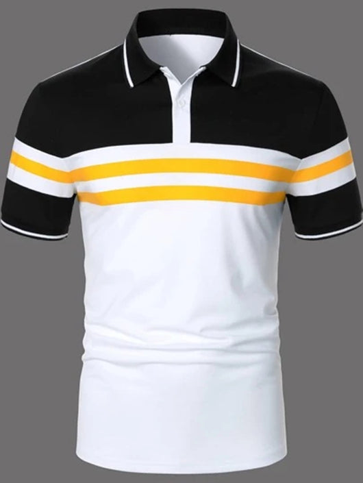Polo Manga Corta a Rayas para Hombre - Diseño Clásico con Botones - Image 7