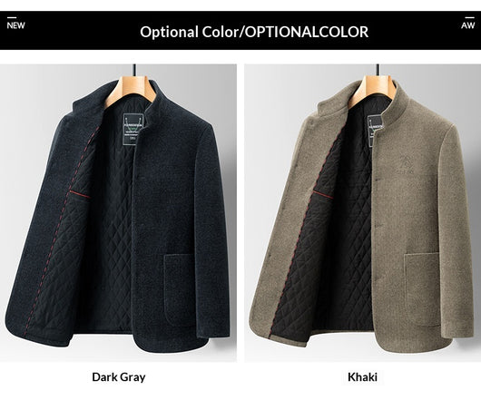Abrigo Casual de Lana Chenilla con Cuello Alto para Hombre - Image 9