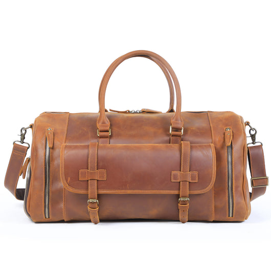 Bolsa de Viaje en Cuero Genuino de Primera Capa - Capacidad Extra Grande para Hombre - Image 8