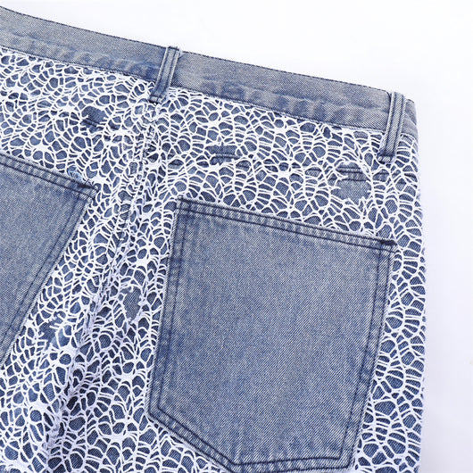Pantalones Vaqueros Rotos con Detalles de Malla para Hombre - Image 3