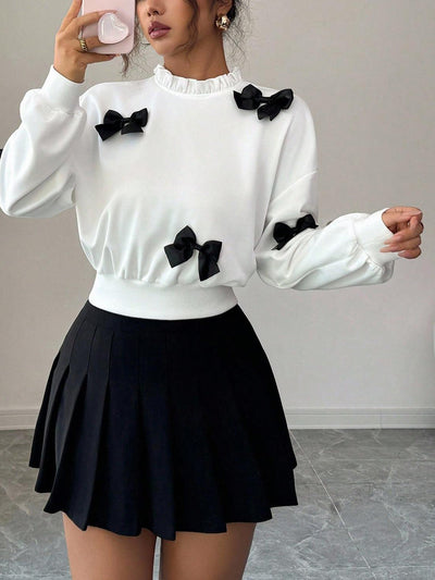 Sudadera Corta para Mujer con Detalle de Moño Elegante - Image 11