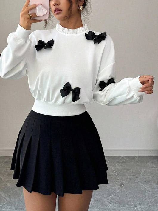 Sudadera Corta para Mujer con Detalle de Moño Elegante - Image 11