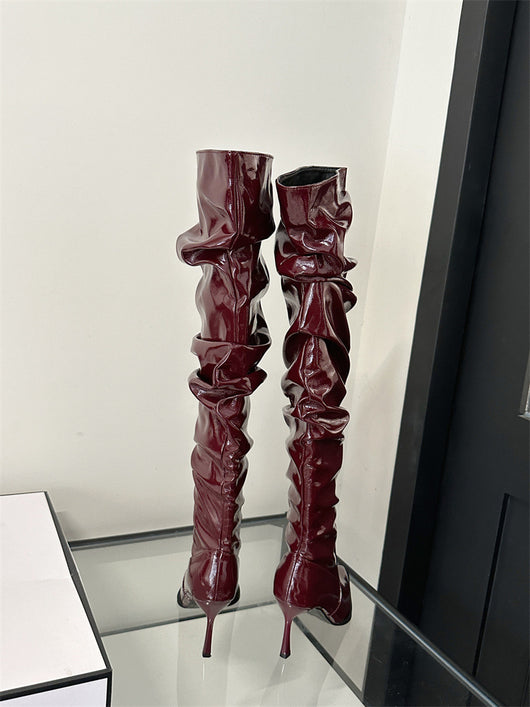 Botas Stiletto Over The Knee Estilo Texturizado Otoño - Image 14