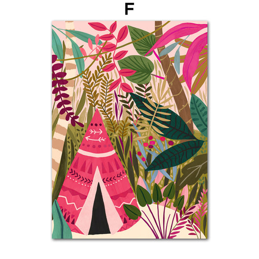 Lienzo de Pared Jungle Tropical con Koala, Tigre, Leopardo y Flores - Image 7