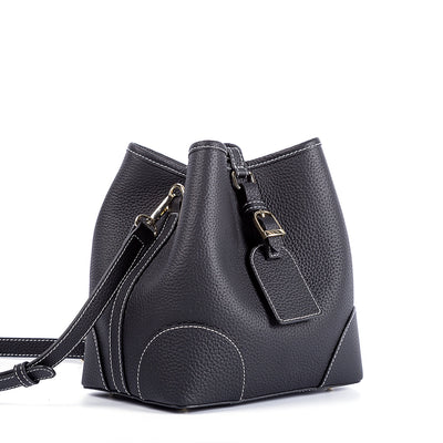 Bolso Cubo Retro de Cuero Genuino con Patrón Grabado y Cordón Ajustable - Image 16