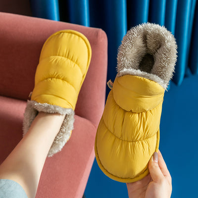 Zapatillas Cálidas de Algodón Grueso Antideslizantes para Mujer con Forro de Terciopelo