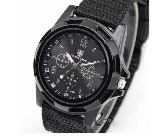 Military Sport Watch with Woven Strap - Professional Quartz Movement
