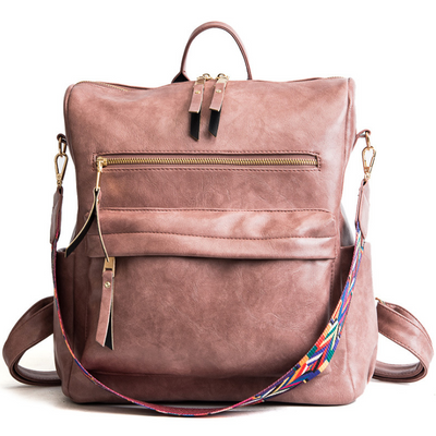 Mochila Retro Universitaria de Cuero Suave - Capacidad Grande Estilo Casual - Image 9