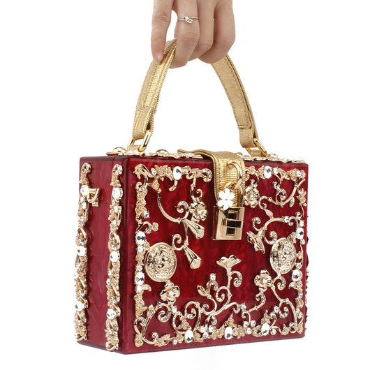 Bolso Cuadrado Portátil con Diamantes Incrustados - Image 6