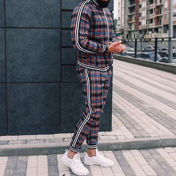 Camisa Deportiva Casual con Cierre y Cuadros para Hombre