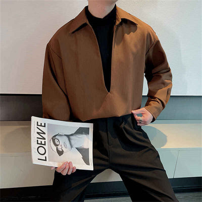 Camisa Elegante de Escote Profundo y Manga Larga para Hombre - Image 5