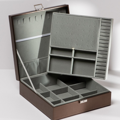 Caja Organizadora de Joyas y Relojes en Cuero PU Doble Capa - Image 7