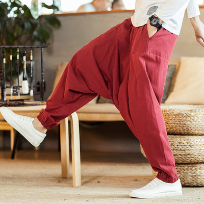 Pantalones de Lino Holgados Retro para Hombre Talla Grande - Image 19