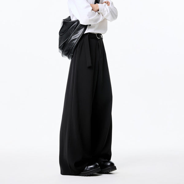 Pantalones Holgados de Pierna Recta con Drapeado Elegante