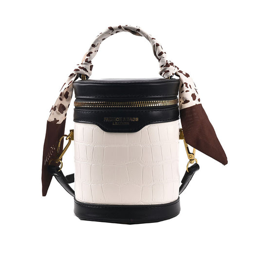 Bolsa Tote Bucket con Cierre de Cremallera y Patrón de Piedra - Image 4