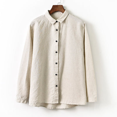 Blusa Retro Clásica de Solapa y Manga Larga para Mujer - Image 3