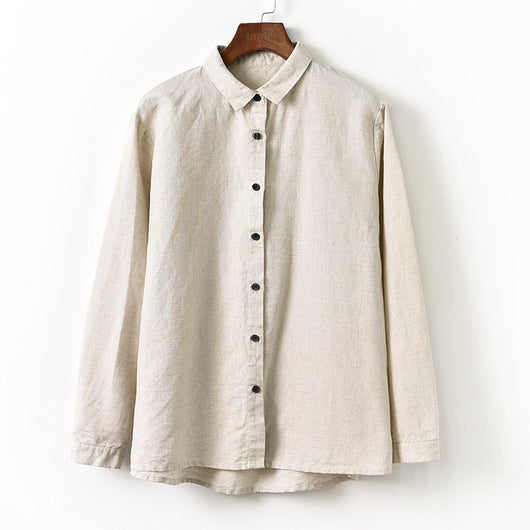 Blusa Retro Clásica de Solapa y Manga Larga para Mujer - Image 3