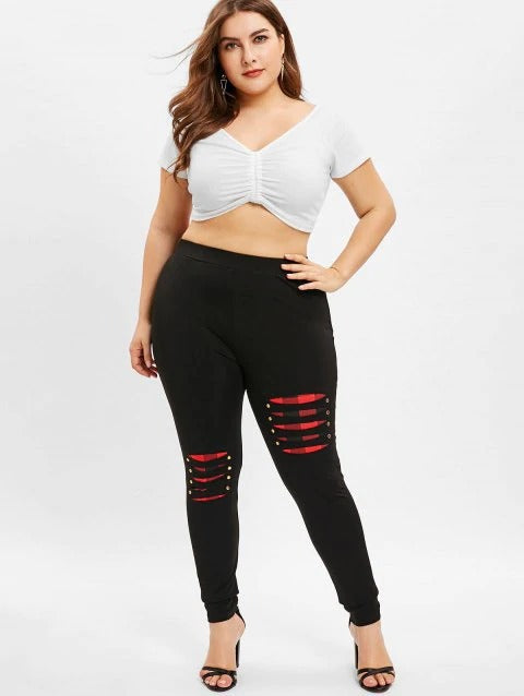 Leggins Casuales con Costuras Contrastadas y Detalles Remachados